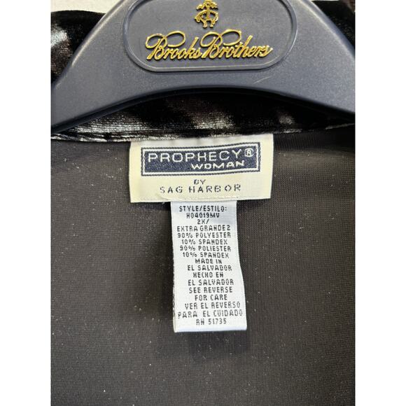 Vintage Velvet Top Blouse Plus Size 2X / 1X Animal Print Long Sleeve V-neck - Picture 3 of 3